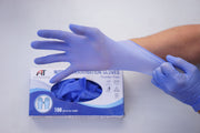 Nitrile Exam Gloves - Medical Grade, Powder Free, Disposable, Non Sterile, Food Safe, Textured, Indigo blue Color, 100 count, 1 box, Size Large