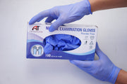 Nitrile Exam Gloves - Medical Grade, Powder Free, Disposable, Non Sterile, Food Safe, Textured, Indigo blue Color, 100 count, 1 box, Size Large