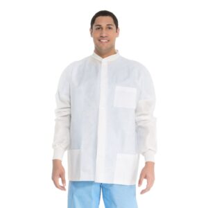 Halyard Universal Precautions Lab Jacket, Hip Length, Large, White - Image 1
