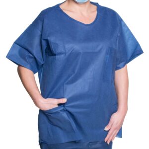 Dukal Spunbond Polypropylene Scrub Shirt, Medium, Dark Blue - Image 1