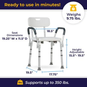 drive? Shower Chair with Back and Removable Padded Arms - Image 3