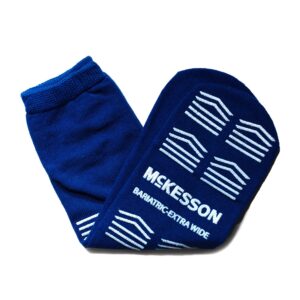 McKesson Slipper Socks, Single Tread, Bariatric, Extra Wide, Kingfisher Blue - Image 1