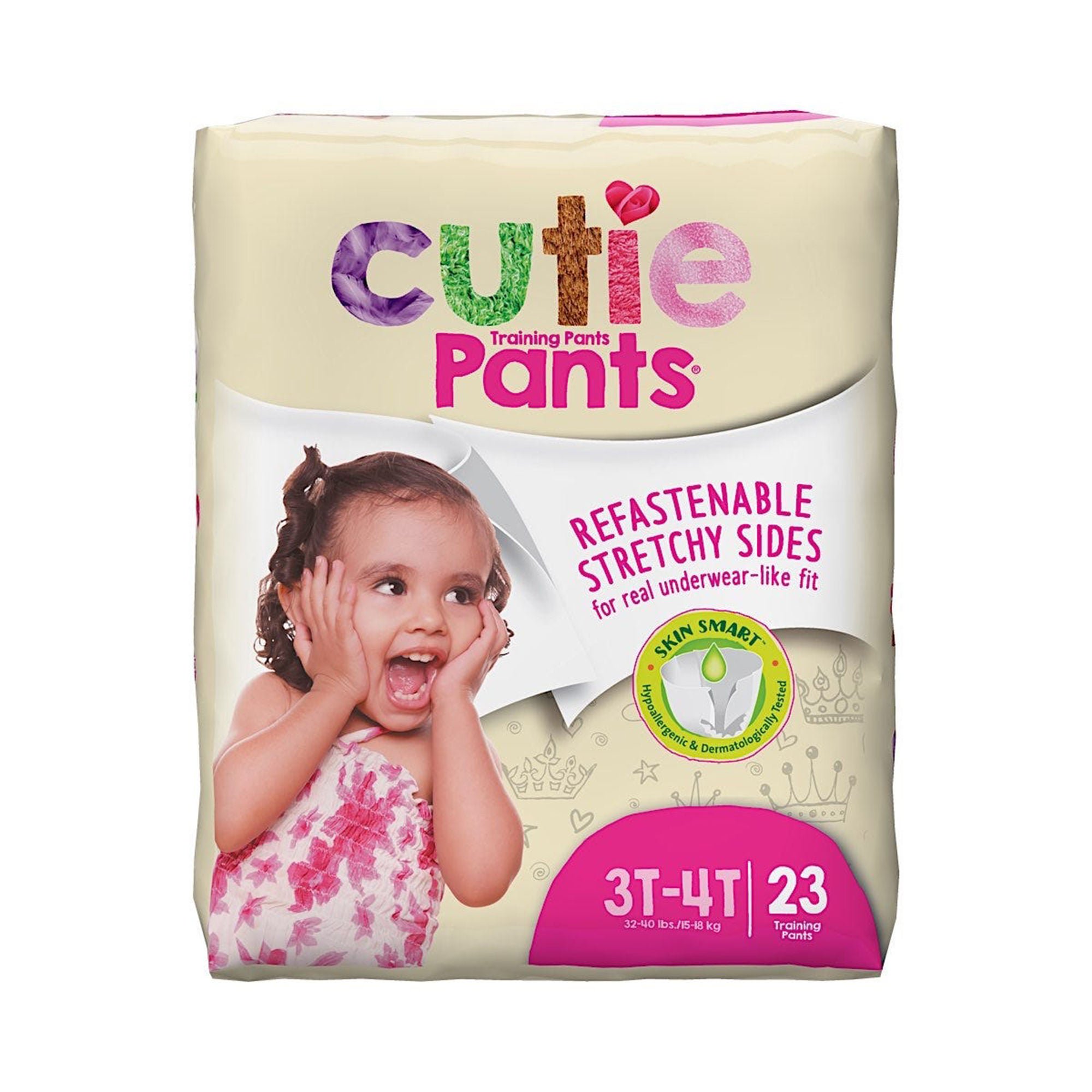 Cutie Pants? Toddler Training Pants, Pink Princess Print, 3T ? 4T, 32 ? 40 lbs.