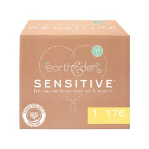 Earth & Eden Sensitive Baby Diapers, Size 1 for Babies Weighing 8 ? 14 lbs. - Image 1