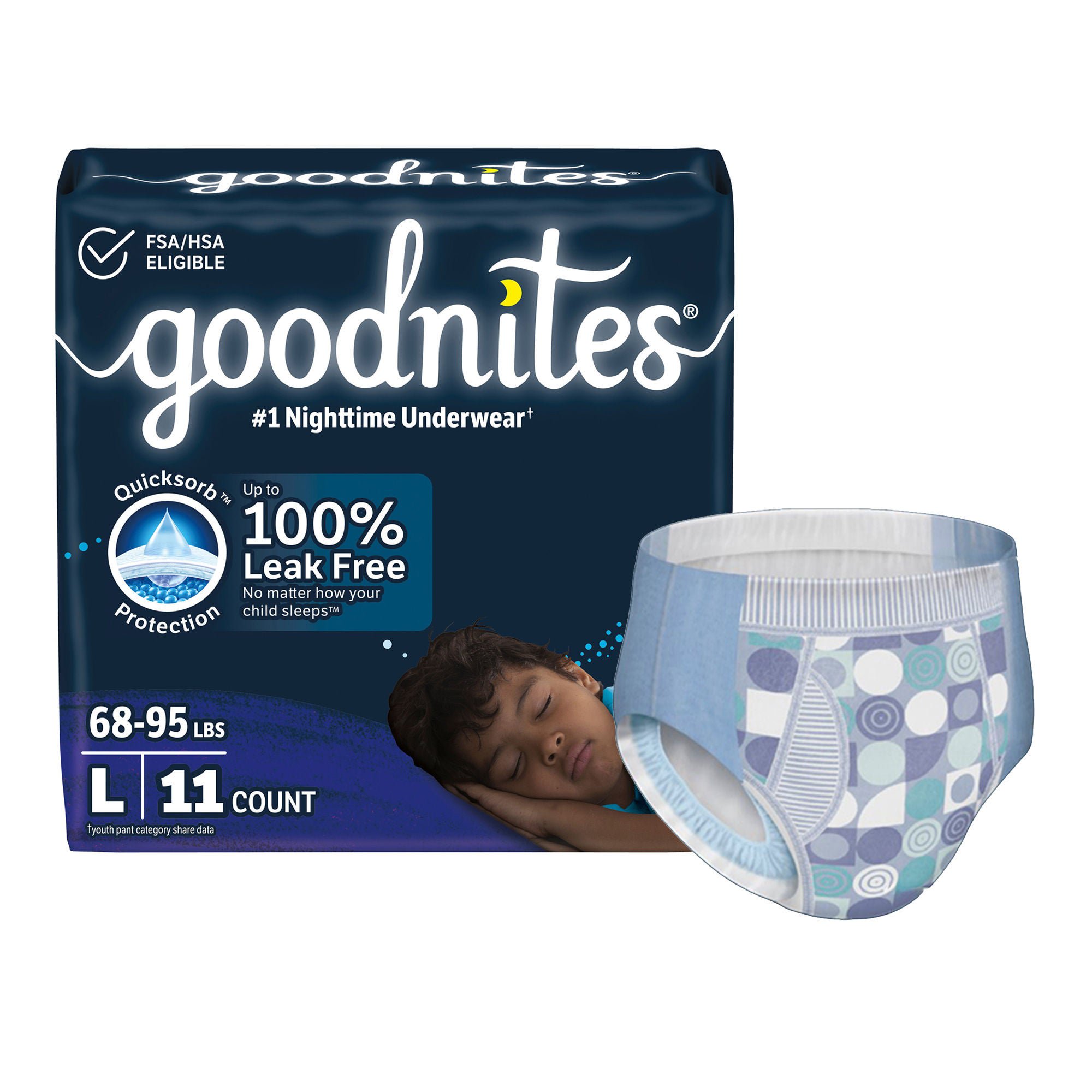 GoodNites? Night Time Underwear, Large for Boys weighing 68 ? 95 lbs.
