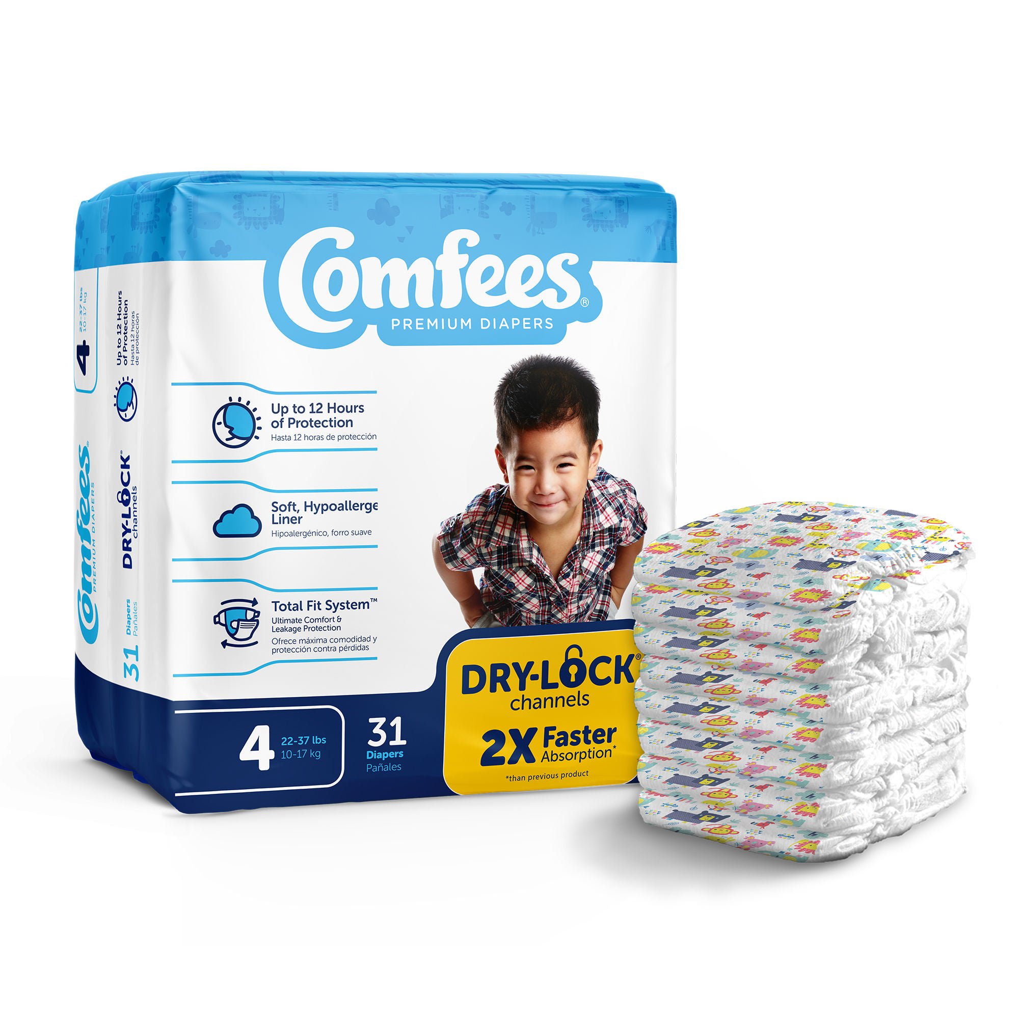 Comfees? Premium Diapers, Unisex, Baby, Tab Closure, Size 4