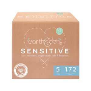 Earth & Eden Sensitive Baby Diapers, Size 5 for Babies Weighing up to 27 lbs. - Image 1