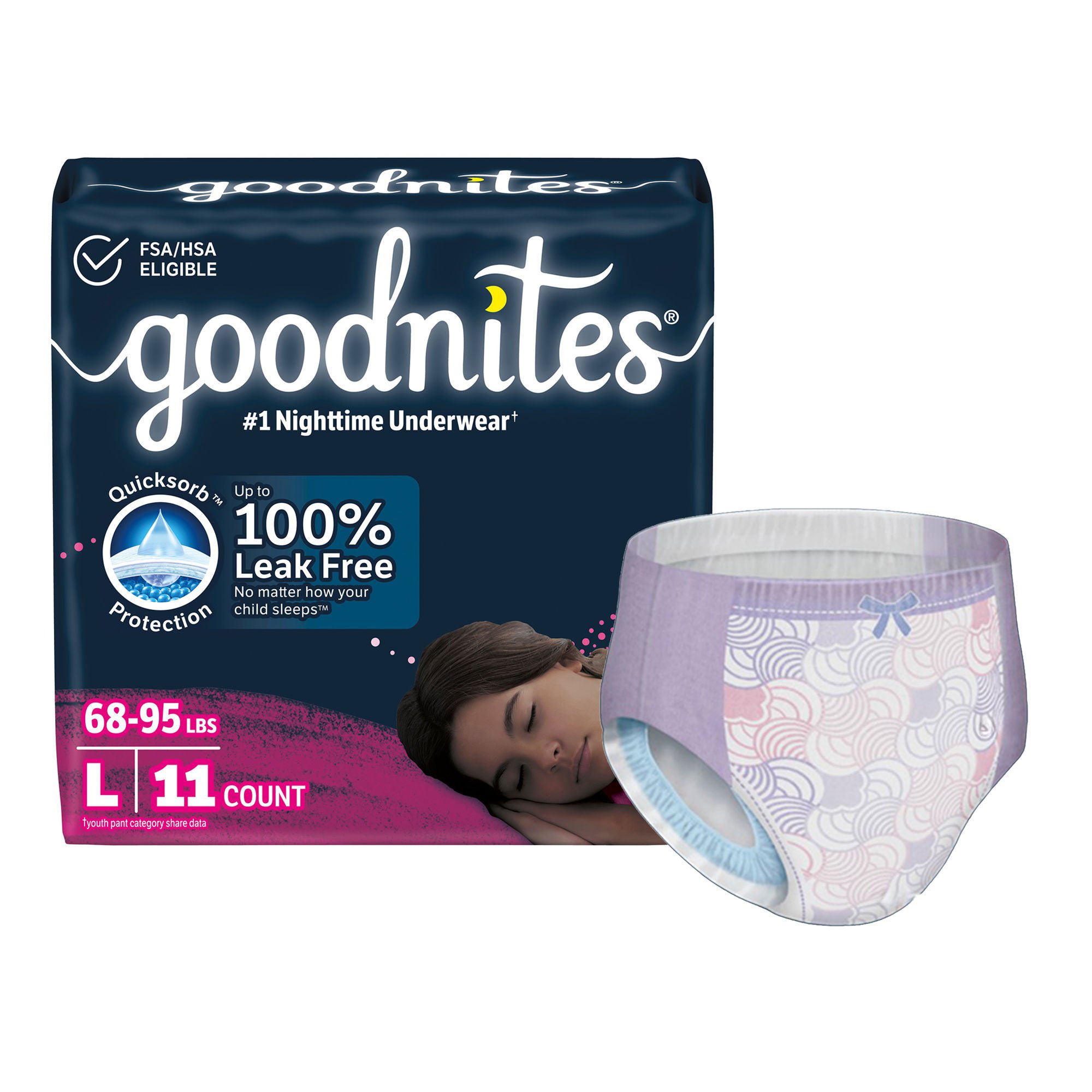 GoodNites? Night Time Underwear, Large for Girls weighing 68 ? 95 lbs.