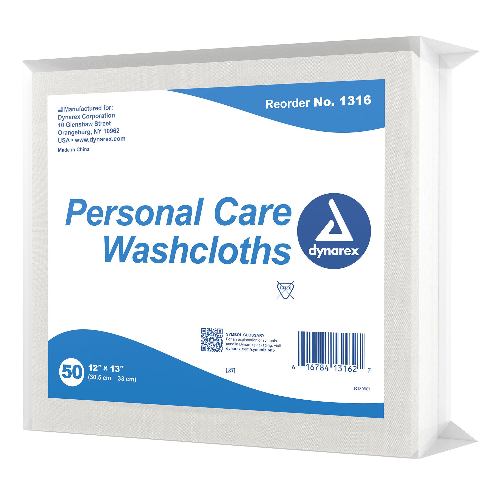 dynarex? Personal Care Washcloth, Disposable, 12 x 13 Inch