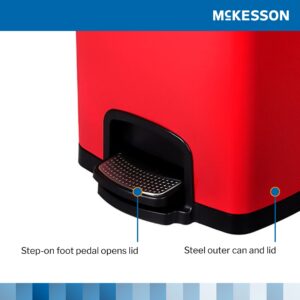 McKesson Red Square Step-On Trash Can, 8 gallon - Image 5