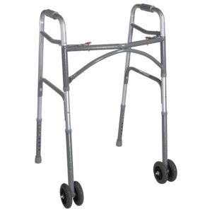 McKesson Bariatric Folding Walker w/ Wheels, Height Adjusts from 32 to 39 Inches - Image 1