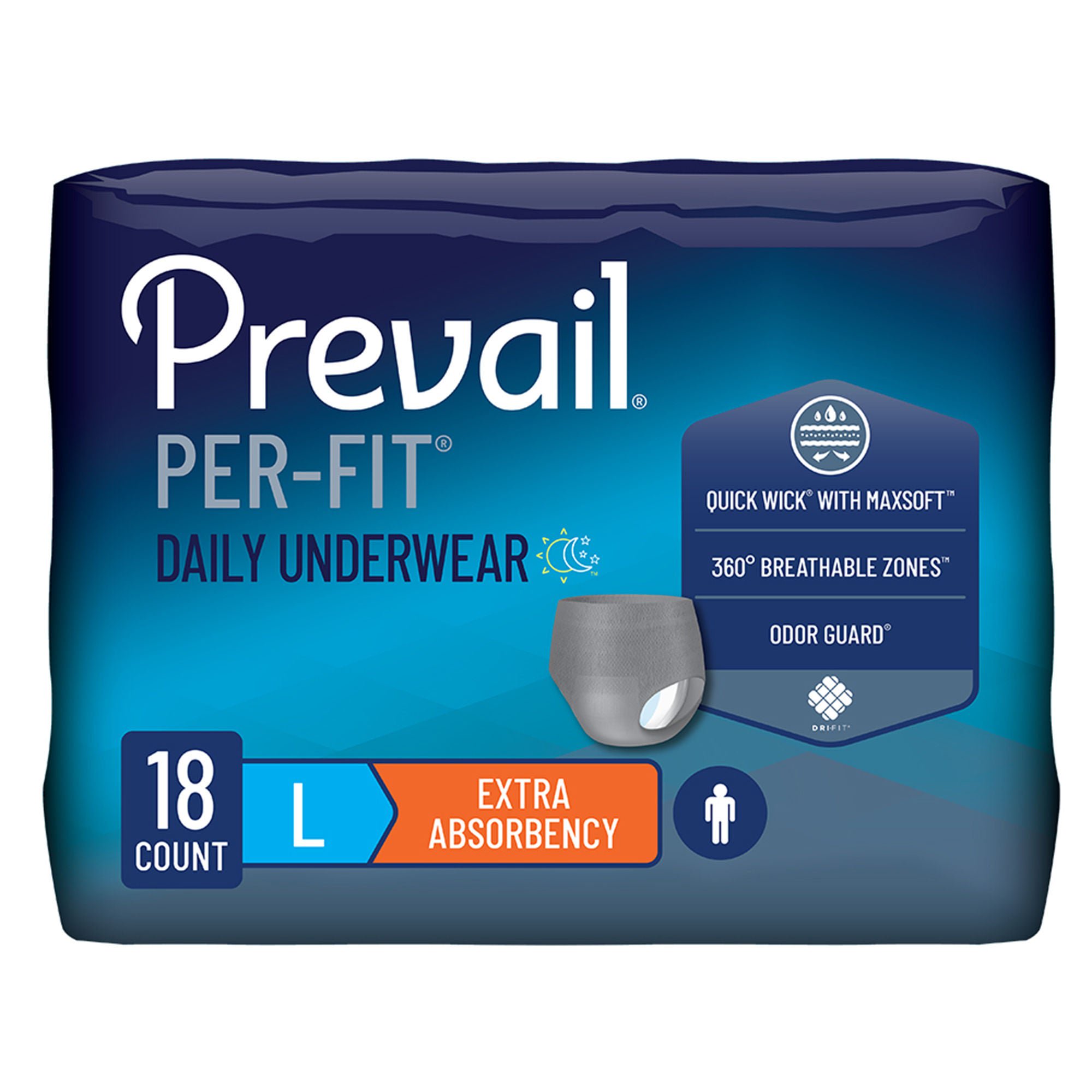 Prevail? Per-Fit? Men Adult Moderate Absorbent Underwear, Large, White