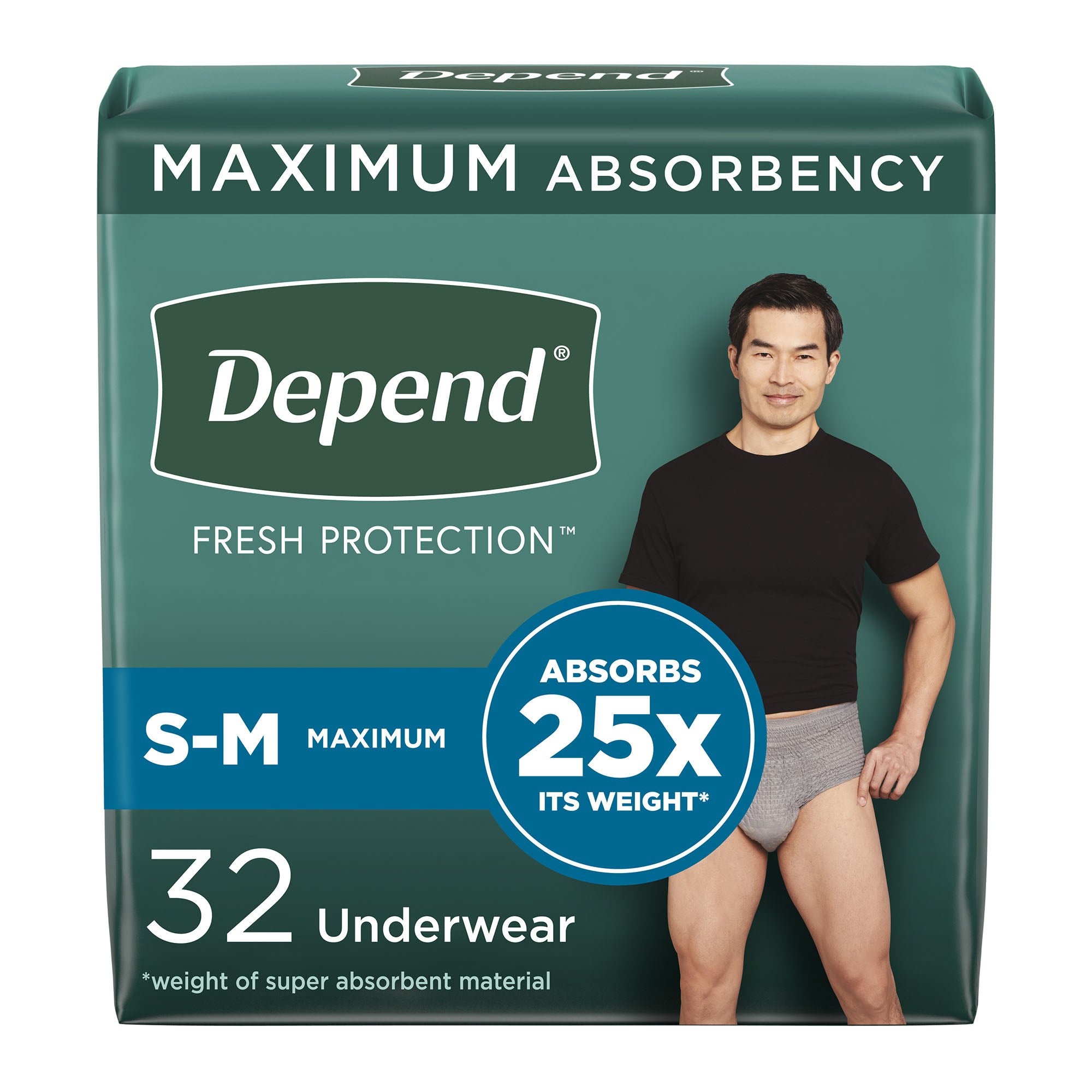 Depend? Fresh Protection? Men's Maximum Absorbency Underwear, Small/Medium