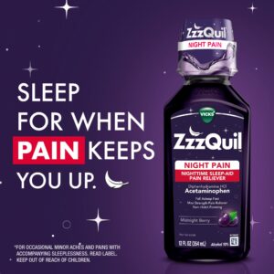 ZzzQuil Night Pain Nighttime Sleep-Aid Pain Reliever Liquid, Midnight Berry - Image 4