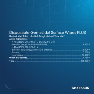 McKesson Premoistened Germicidal Wipe Surface Disinfectant Cleaner, 9 x 12 Inch - Image 2