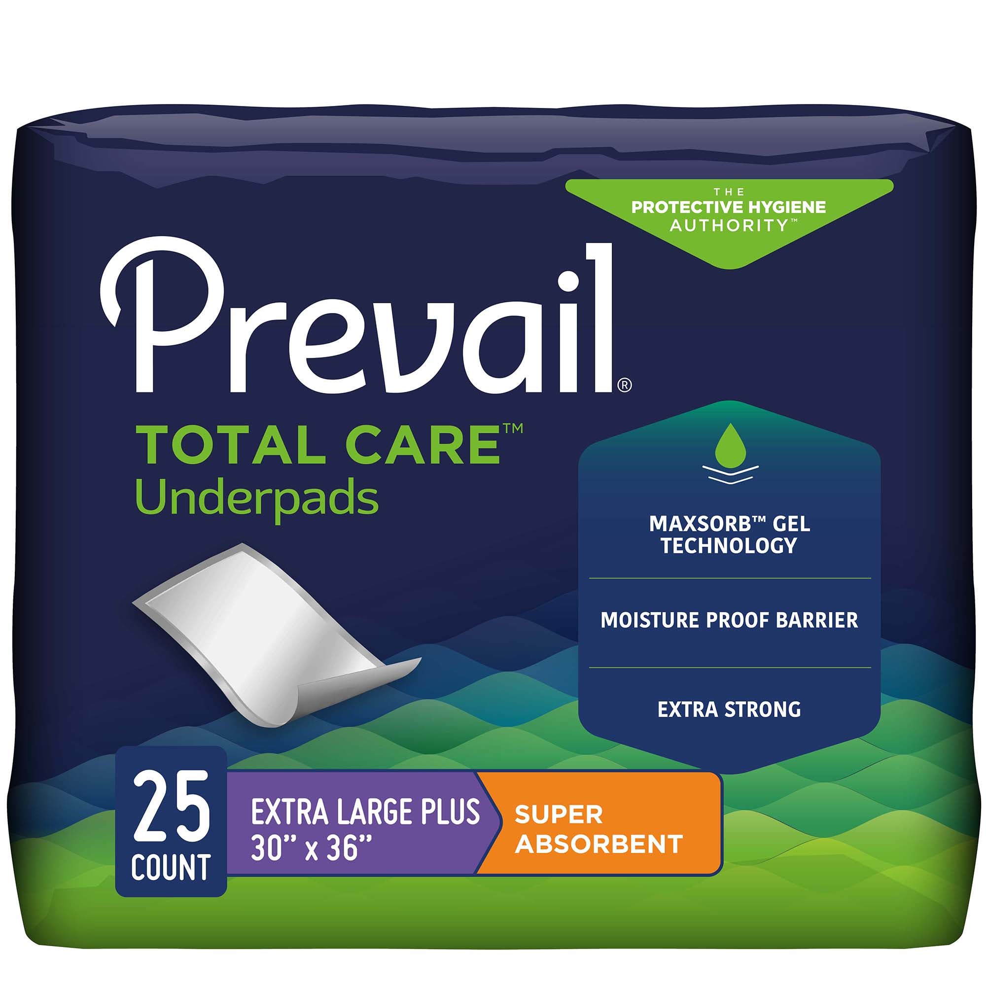 Prevail? Total Care? Super Absorbent Polymer Underpad, 30 x 36 Inch