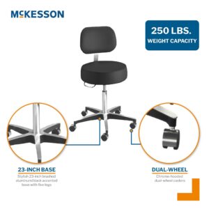 McKesson Pneumatic Exam Stool, Black, with Backrest - Image 3