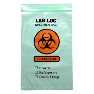 Lab-Loc Specimen Transport Bag, Document Pouch, Zip Close, Green Tinted, 6 x 9" - Image 1