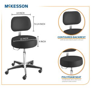 McKesson Pneumatic Exam Stool, Black, with Backrest - Image 2