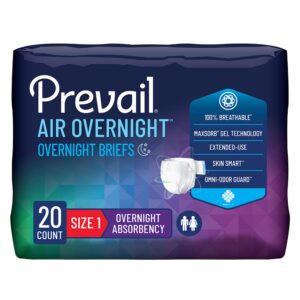 Prevail Air? Overnight Briefs Overnight Absorbency, Size 1 - Image 1