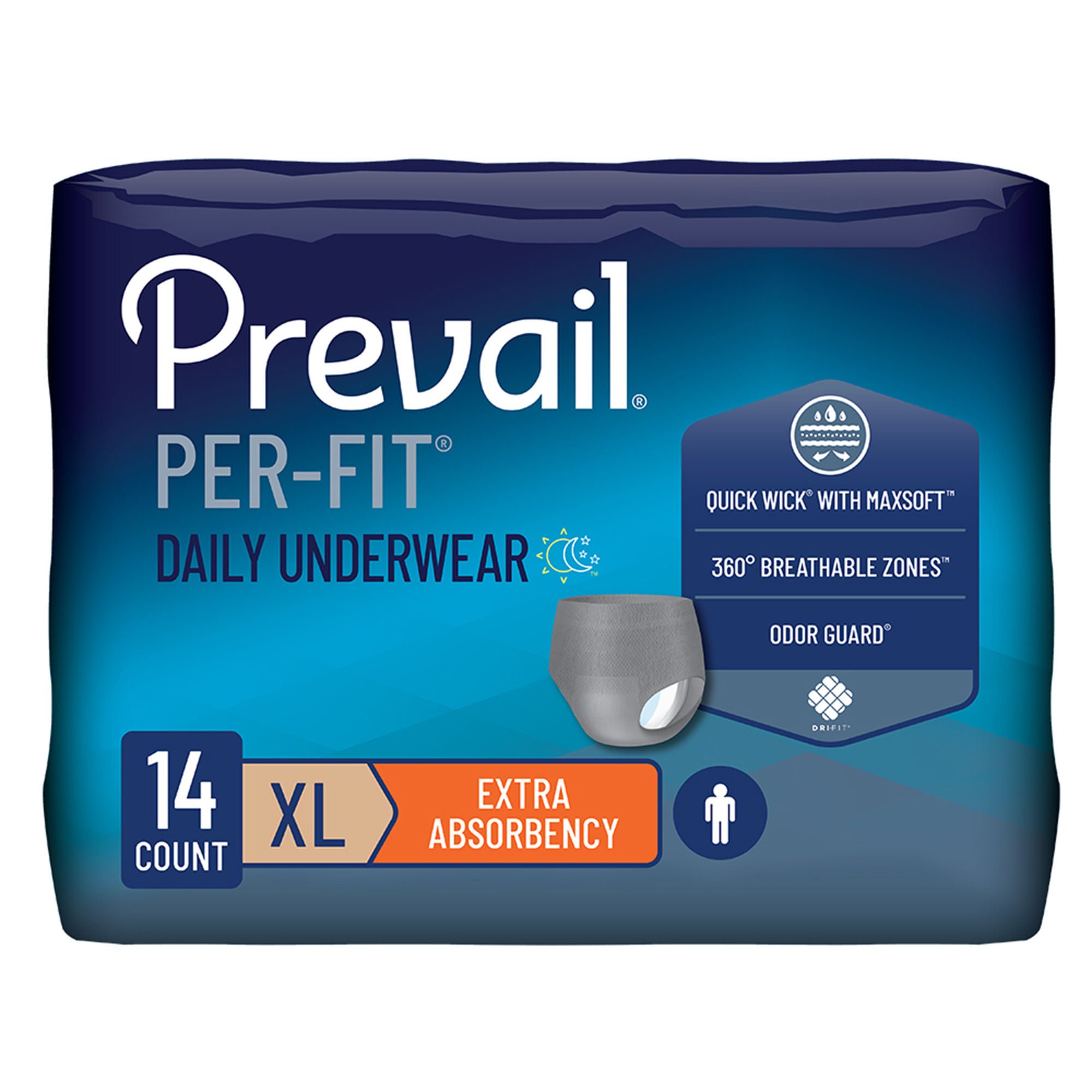 Prevail? Per-Fit? Men Adult Moderate Absorbent Underwear, X-Large, White