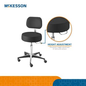McKesson Pneumatic Exam Stool, Black, with Backrest - Image 4