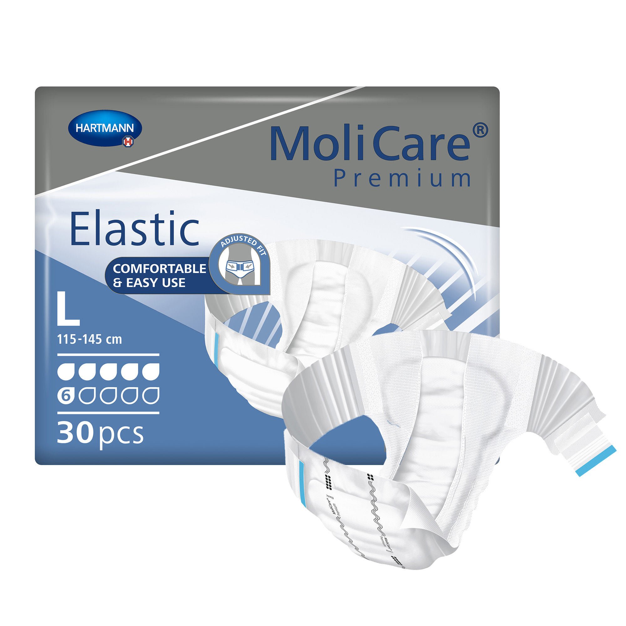 MoliCare? Premium Elastic 6 Drop Absorbency Incontinence Briefs, Large