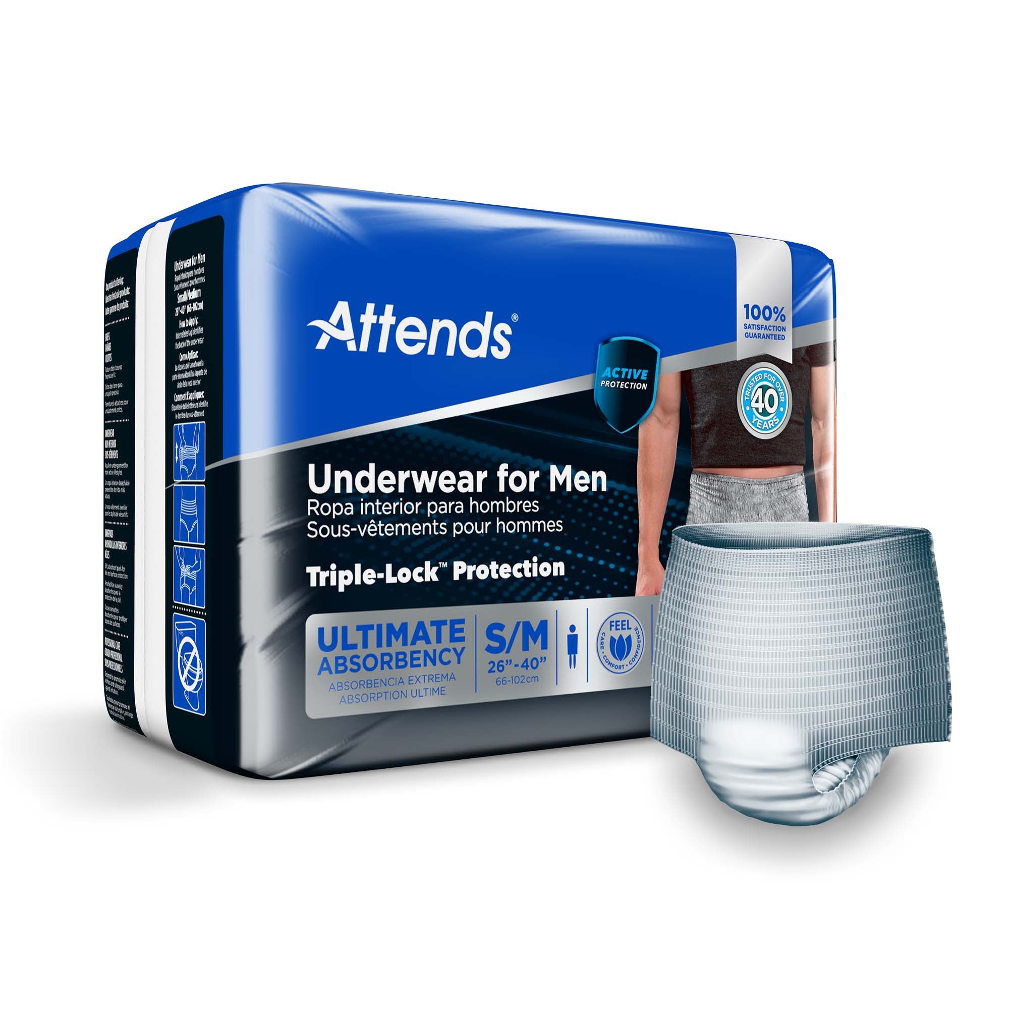 Attends? Discreet Men's Underwear, Level 5, Small / Medium