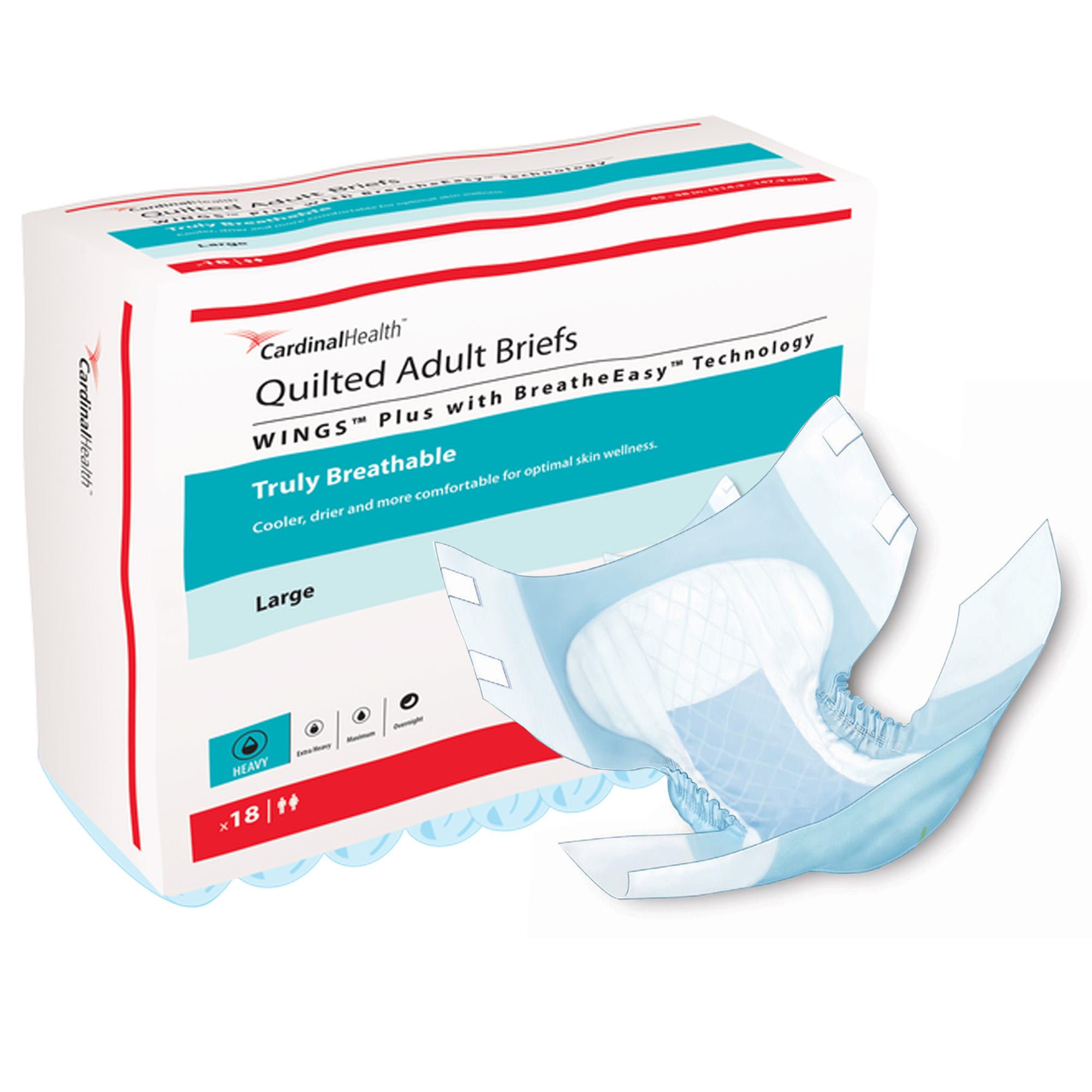 Wings? Quilted Plus with BreatheEasy? Technology Incontinence Brief, Large