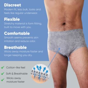 Nexwear Men's Pull-On Absorbent Underwear, Extra Large, Gray - Image 3