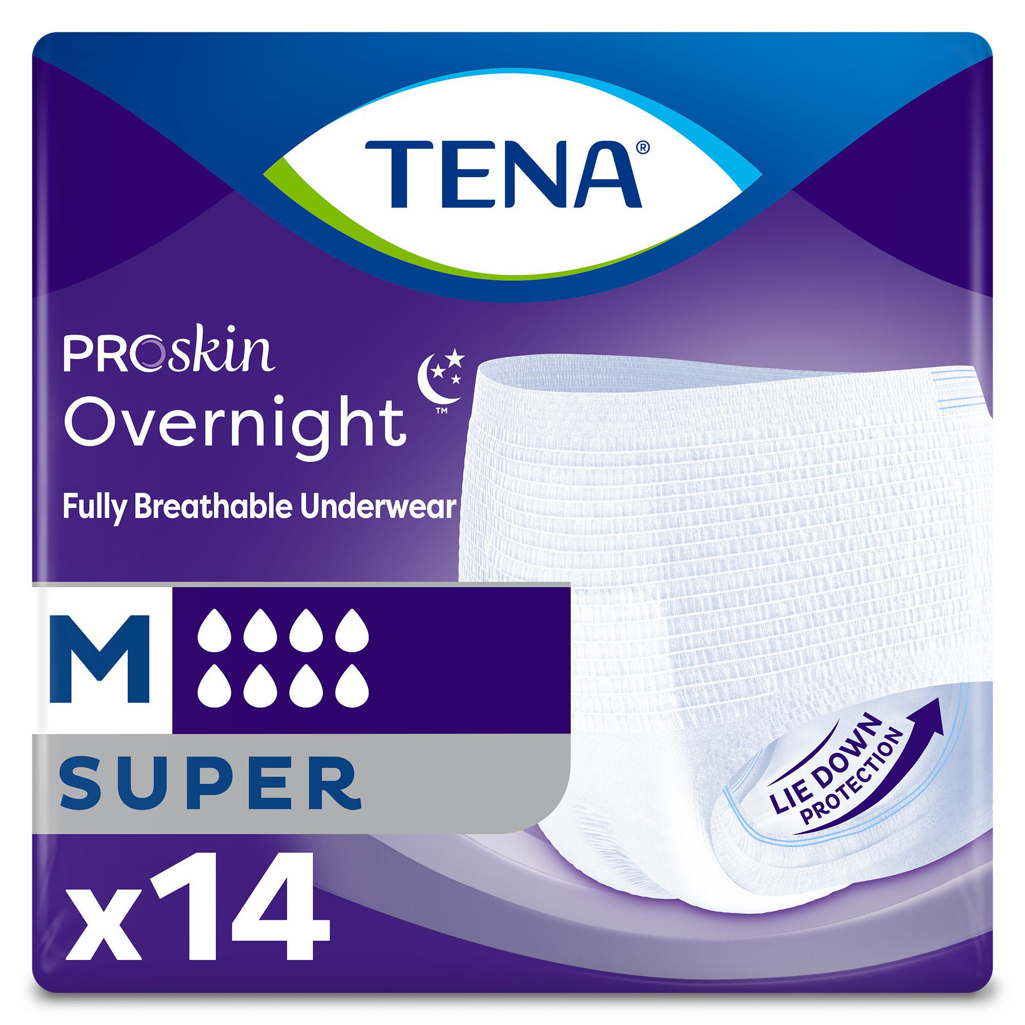 Tena? ProSkin Overnight? Super Fully Breathable Underwear, Medium