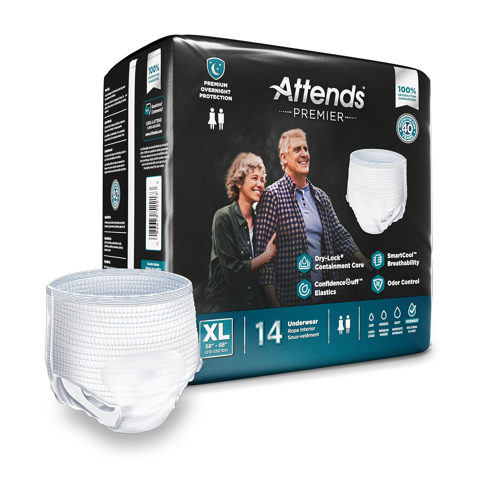 Attends? Premier Underwear, Heavy Absorbency, X-Large, 58 ? 68 Inch Waist/Hip