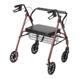 McKesson Bariatric Red Folding Steel Four-Wheel Rollator - Image 2
