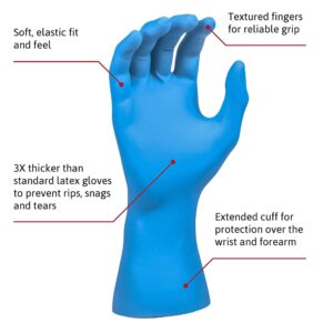 SafeGrip? Latex Extended Cuff Length Exam Glove, Medium, Blue - Image 3