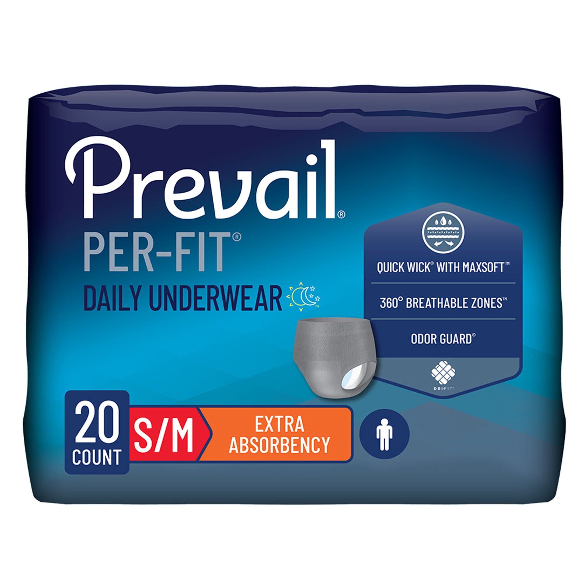 Prevail? Per-Fit? Men Adult Moderate Absorbent Underwear, Medium, White