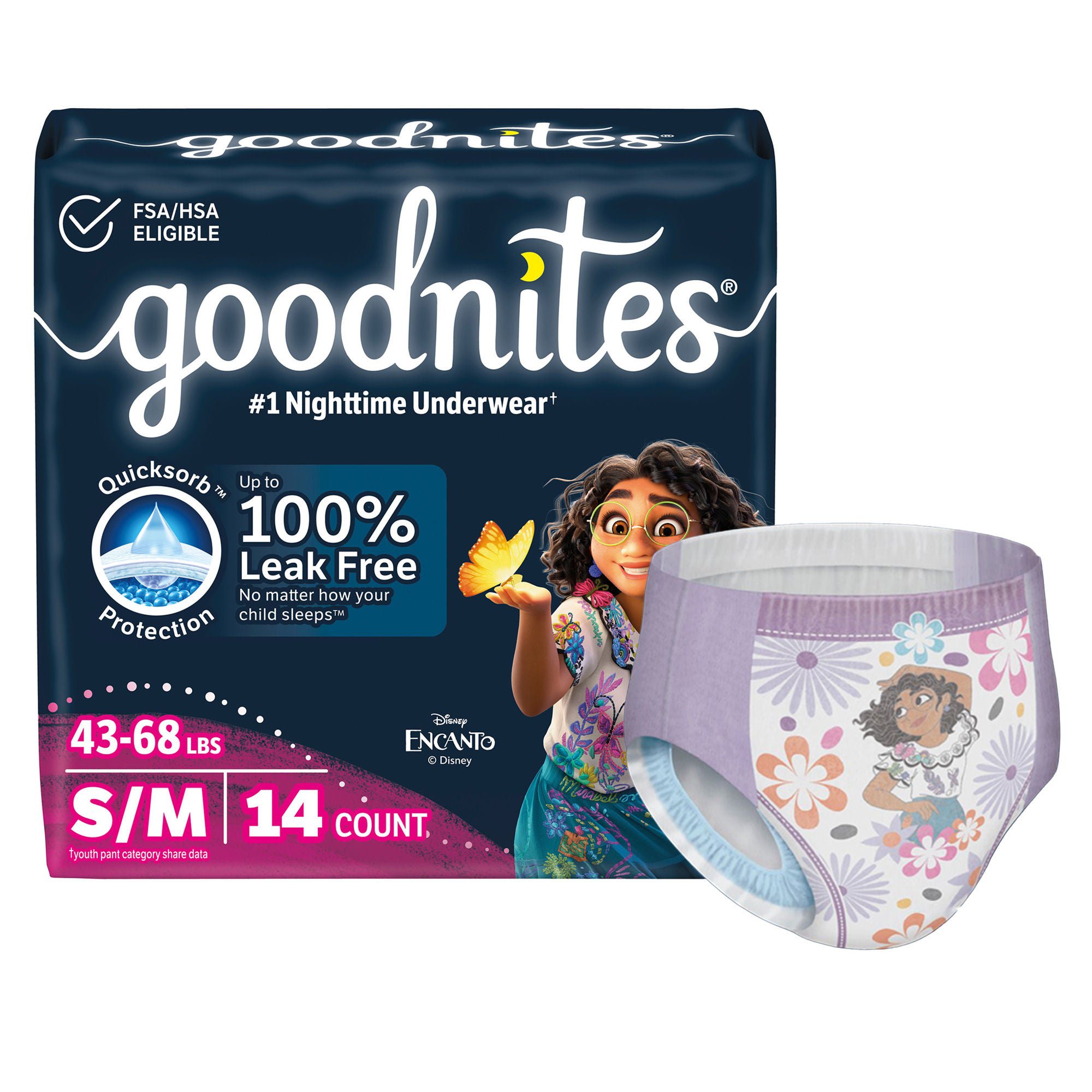 Goodnites? Heavy Absorbency Nighttime Underwear, S/M for Girls 43 ? 68 lbs.