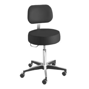 McKesson Pneumatic Exam Stool, Black, with Backrest - Image 1