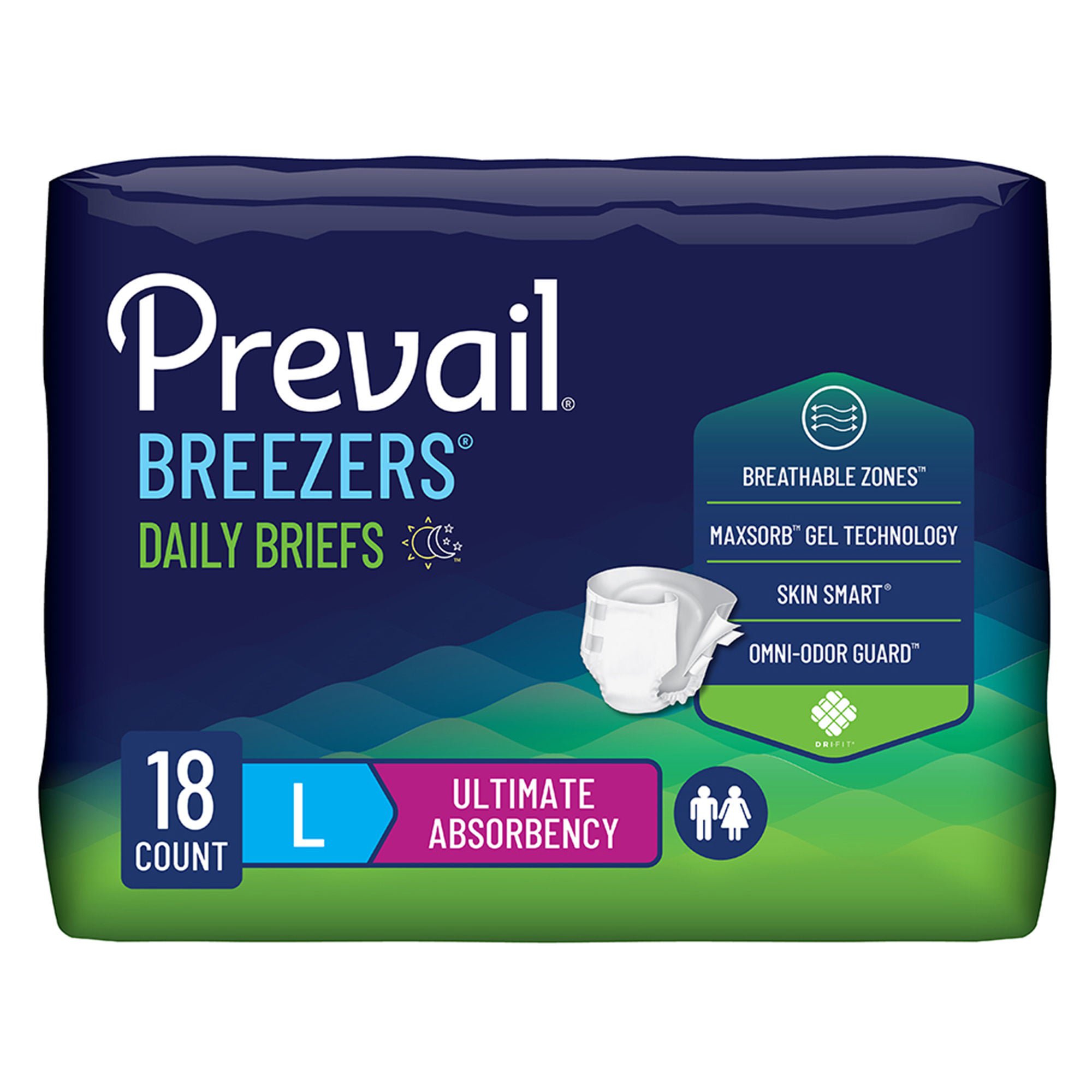 Prevail? Breezers? Ultimate Absorbency Incontinence Briefs, Large