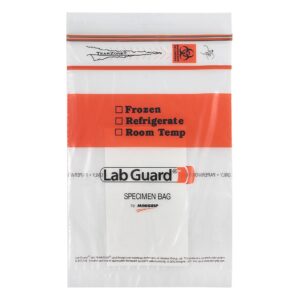 Lab Guard® 2X Zip Specimen Transport Bag, Document Pouch, Absorbent Pad, 6 x 9" - Image 1