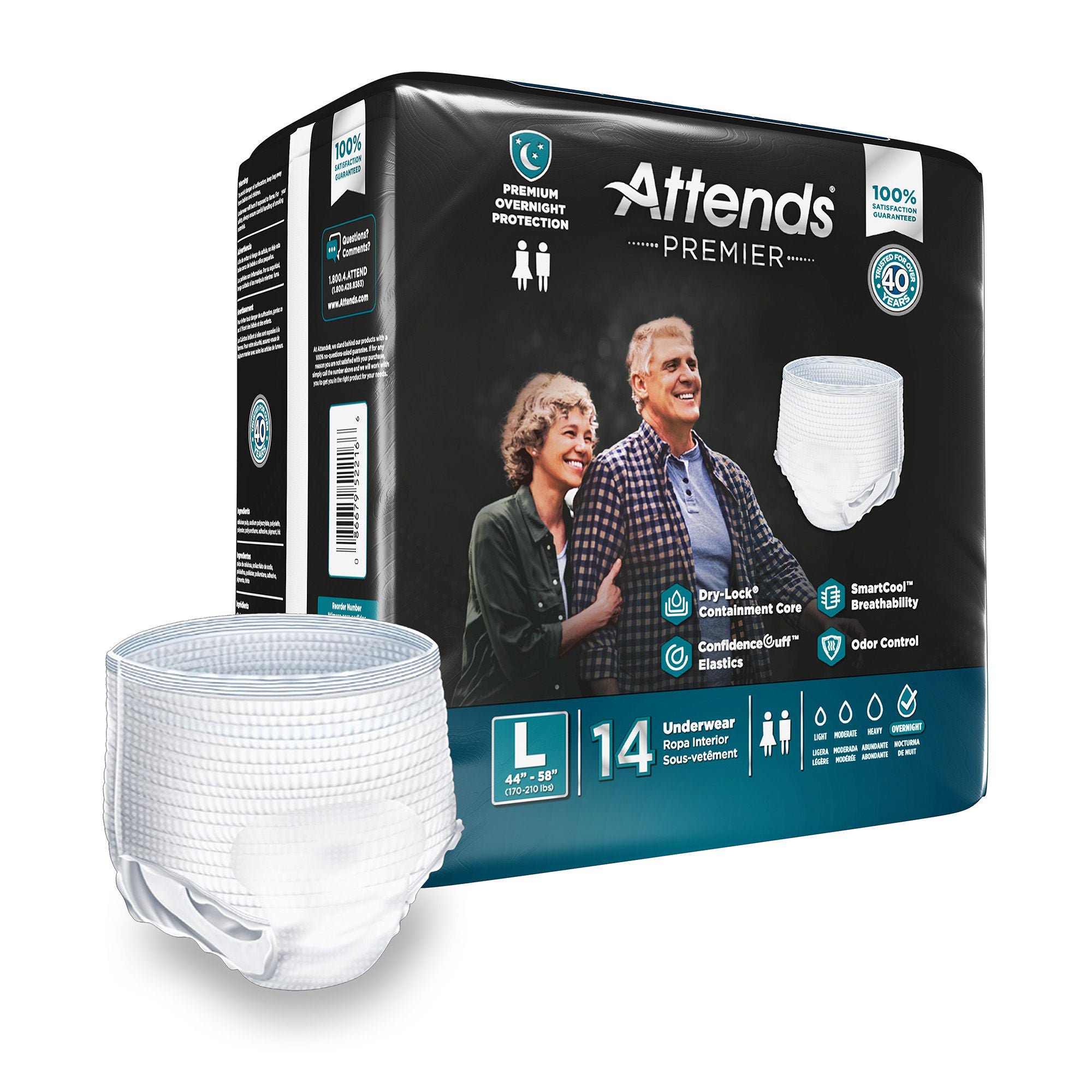 Attends? Premier Underwear, Heavy Absorbency, Large, 44 to 58 Inch Waist/Hip